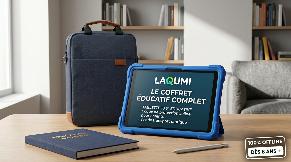 Coffret Laqumi : Tablette educative + Coque de protection + Sac de transport pratique